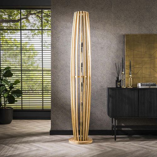 Lampadaire XL En Bois De Manguier Ajouré 5 Lampes Lucknow