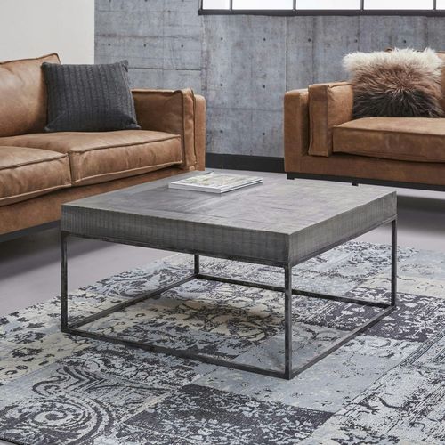 Table Basse Grise Bois Massif 80 Cm Lucknow