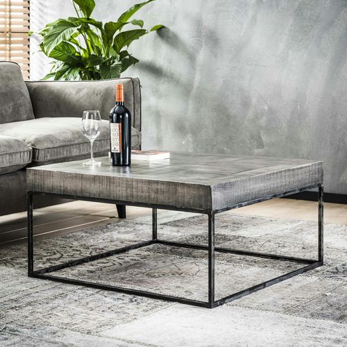 Table Basse Grise Bois Massif 80 Cm Lucknow