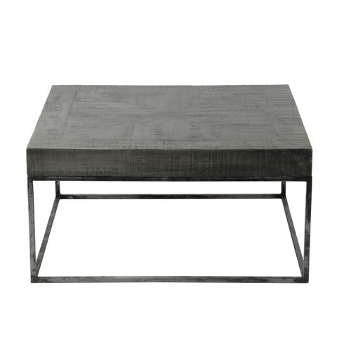 Table Basse Grise Bois Massif 80 Cm Lucknow