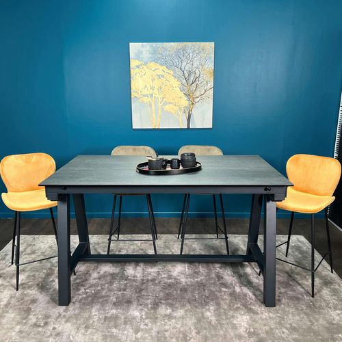 Table Haute En Céramique Extensible Effet Ardoise 160-270 Cm Lombardie