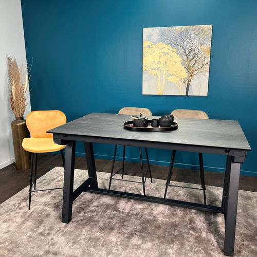 Table Haute En Céramique Extensible Effet Ardoise 160-270 Cm Lombardie