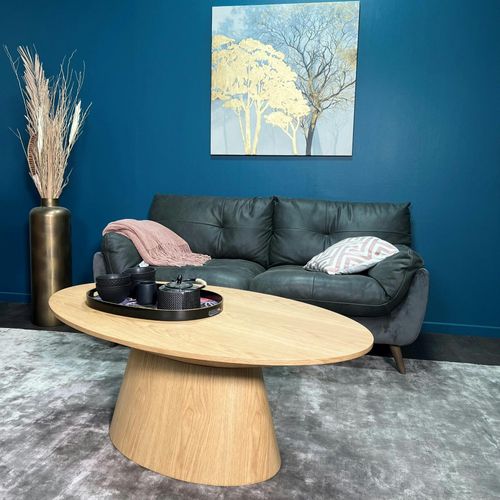 Table Basse Ovale En Bois Clair 120 Cm Venetie