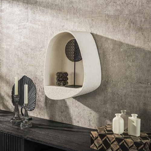 Etagère Murale Blanche En Marbre Composite Forme Organique 46 Cm Taj