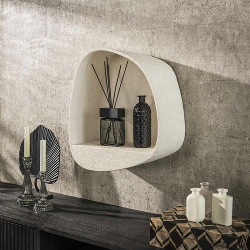 Etagère Murale Blanche En Marbre Composite Forme Organique 49 Cm Taj
