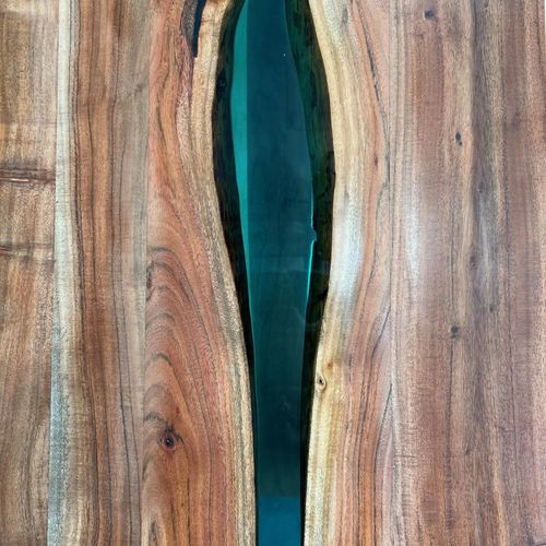 Table Basse Rivière Epoxy Lagon Et Bois D'acacia Bora