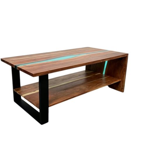 Table Basse Rivière Epoxy Lagon Et Bois D'acacia Bora