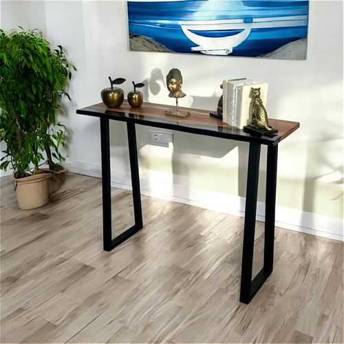 Console Epoxy Noir Et Bois D'acacia Bora