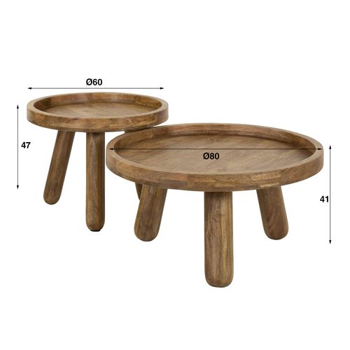 Table Basse Gigogne à Bords Hauts En Bois De Manguier (lot De 2) Creek