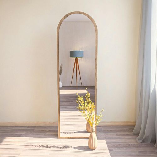 Miroir Plein Pied Moderne Ovale Effet Bois Noyer, 160 Cm Cody