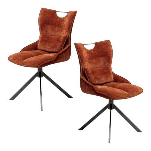 Chaise Pivotante Coussin Et Poignée Tissu Rouille (lot De 2) Iena