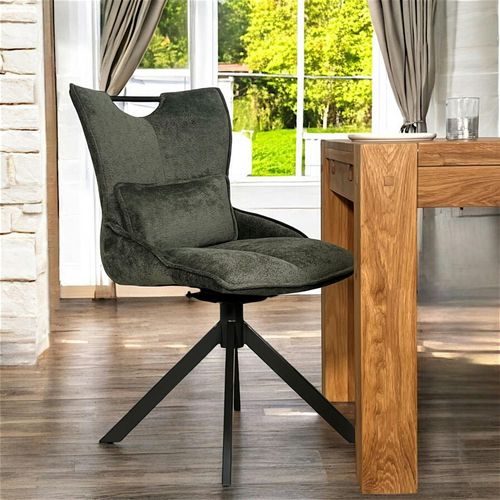 Chaise Pivotante Coussin Et Poignée Tissu Vert (lot De 2) Iena