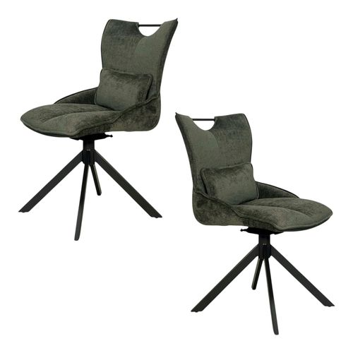 Chaise Pivotante Coussin Et Poignée Tissu Vert (lot De 2) Iena