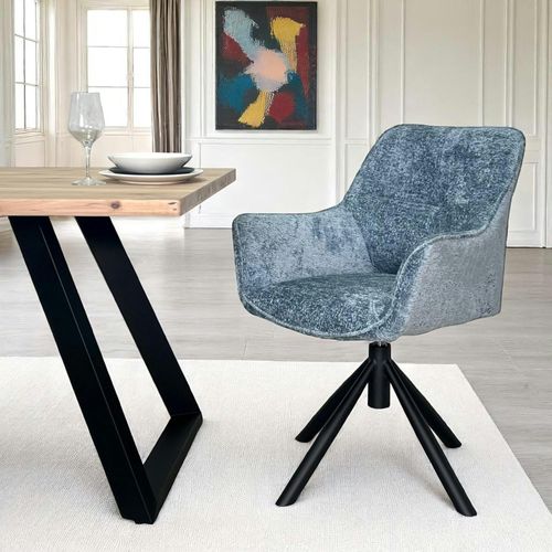 Fauteuil De Table Pivotant Tissu Bleu (lot De 2) Iena