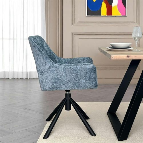 Fauteuil De Table Pivotant Tissu Bleu (lot De 2) Iena