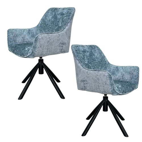Fauteuil De Table Pivotant Tissu Bleu (lot De 2) Iena