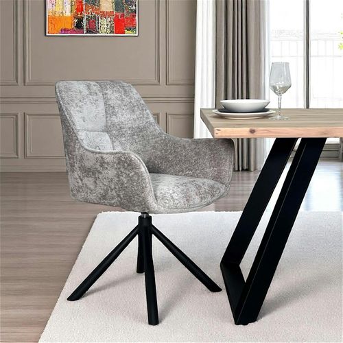 Fauteuil De Table Pivotant Tissu Gris (lot De 2) Iena