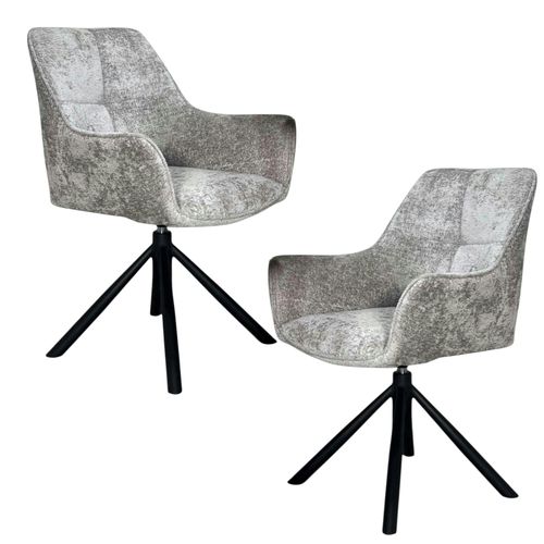 Fauteuil De Table Pivotant Tissu Gris (lot De 2) Iena