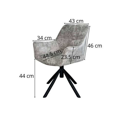 Fauteuil De Table Pivotant Tissu Gris (lot De 2) Iena