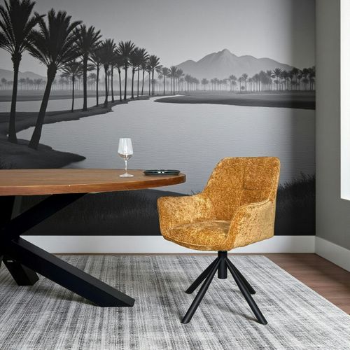 Fauteuil De Table Pivotant Tissu Moutarde (lot De 2) Iena