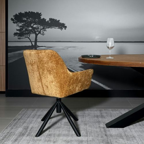 Fauteuil De Table Pivotant Tissu Moutarde (lot De 2) Iena