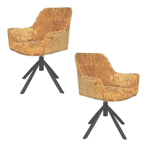Fauteuil De Table Pivotant Tissu Moutarde (lot De 2) Iena