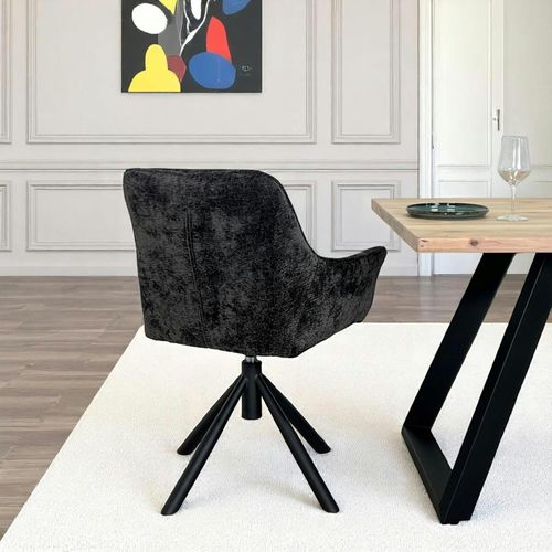 Fauteuil De Table Pivotant Tissu Noir (lot De 2) Iena