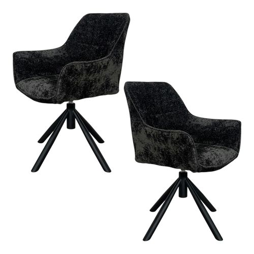 Fauteuil De Table Pivotant Tissu Noir (lot De 2) Iena
