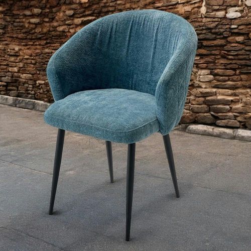 Chaise Dossier Rond Tissu Bleu (lot De 2) Iena
