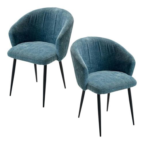 Chaise Dossier Rond Tissu Bleu (lot De 2) Iena