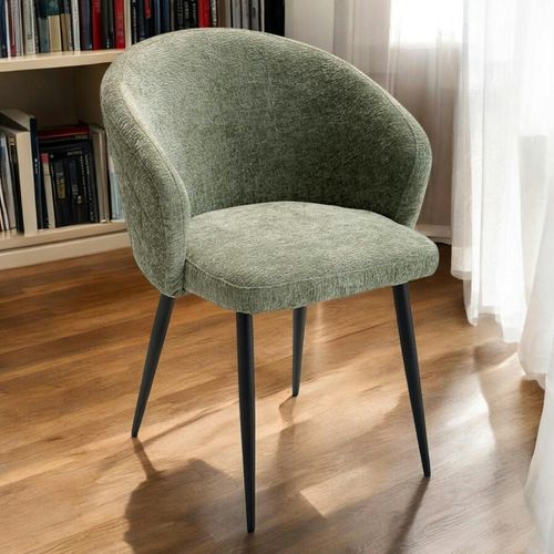 Chaise Dossier Rond Tissu Vert (lot De 2) Iena