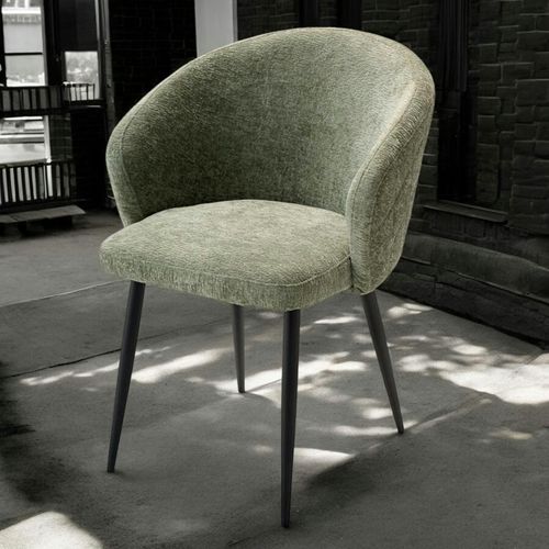 Chaise Dossier Rond Tissu Vert (lot De 2) Iena