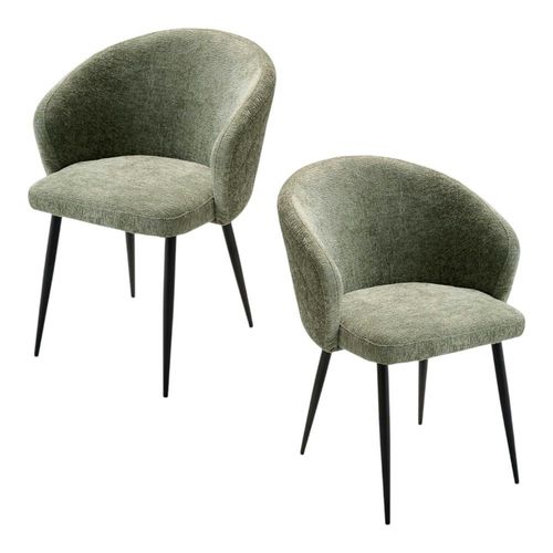 Chaise Dossier Rond Tissu Vert (lot De 2) Iena