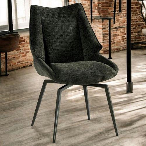 Chaise Design Tissu Microfibre Anthracite (lot De 2) Iena