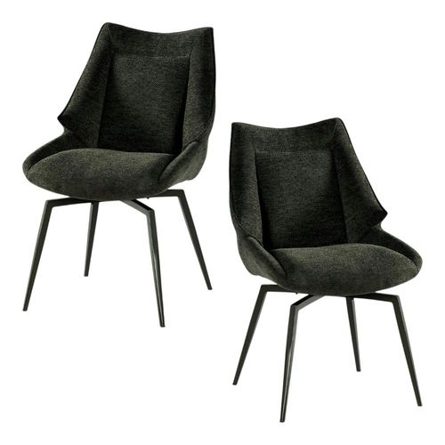 Chaise Design Tissu Microfibre Anthracite (lot De 2) Iena