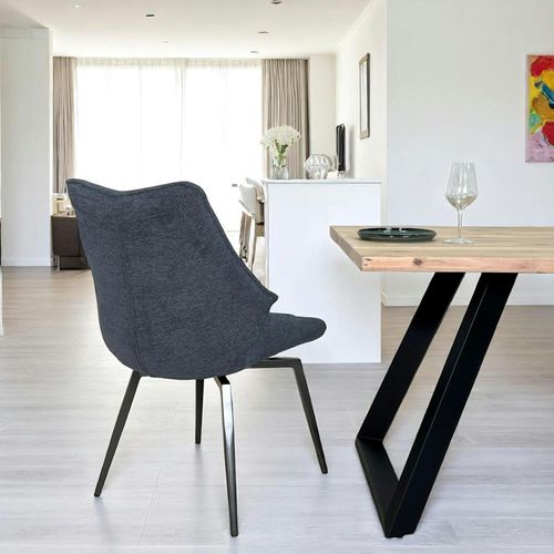 Chaise Design Tissu Microfibre Bleu (lot De 2) Iena