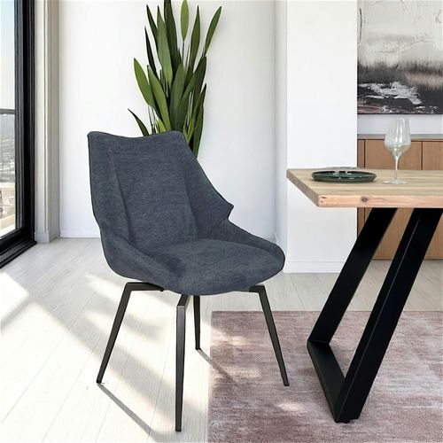 Chaise Design Tissu Microfibre Bleu (lot De 2) Iena