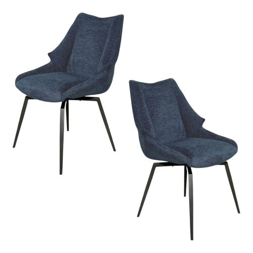 Chaise Design Tissu Microfibre Bleu (lot De 2) Iena