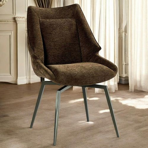 Chaise Design Tissu Microfibre Chocolat (lot De 2) Iena