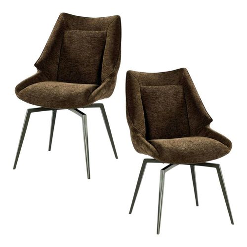 Chaise Design Tissu Microfibre Chocolat (lot De 2) Iena