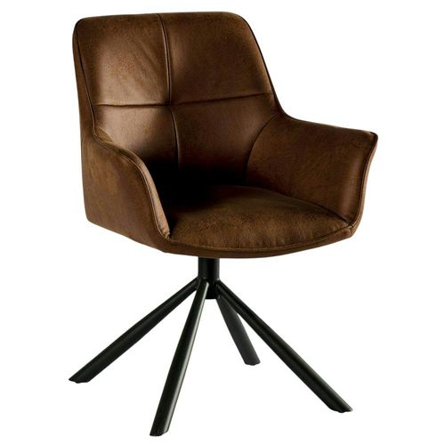 Fauteuil Pivotant Contemporain Microfibre Havane (lot De 2) Iena