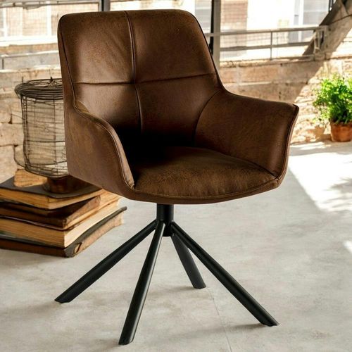 Fauteuil Pivotant Contemporain Microfibre Havane (lot De 2) Iena