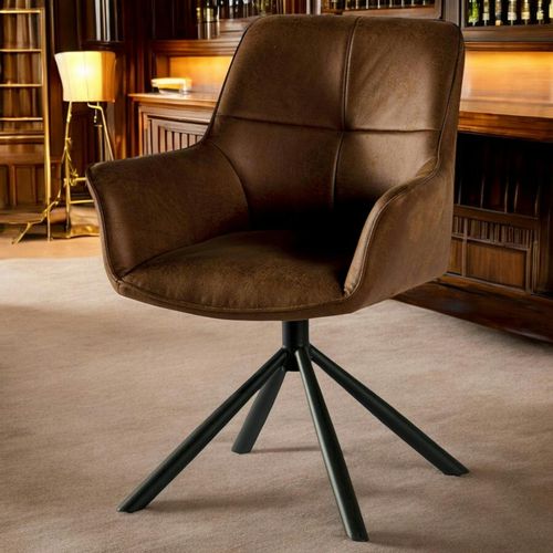 Fauteuil Pivotant Contemporain Microfibre Havane (lot De 2) Iena