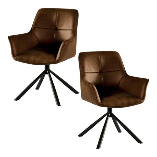 Fauteuil Pivotant Contemporain Microfibre Havane (lot De 2) Iena