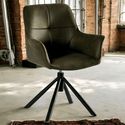 Fauteuil Pivotant Contemporain Microfibre Kaki (lot De 2) Iena