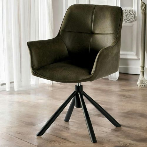 Fauteuil Pivotant Contemporain Microfibre Kaki (lot De 2) Iena