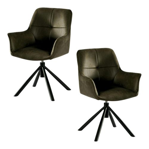 Fauteuil Pivotant Contemporain Microfibre Kaki (lot De 2) Iena
