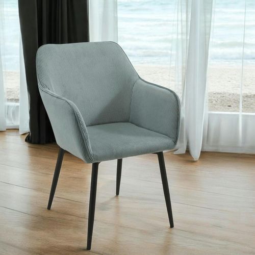 Fauteuil De Table Tissu Cotelé Bleu (lot De 2) Malmoe