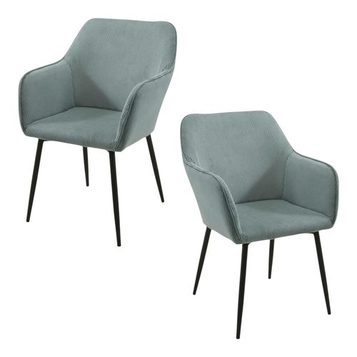 Fauteuil De Table Tissu Cotelé Bleu (lot De 2) Malmoe