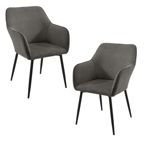 Fauteuil De Table Tissu Cotelé Gris (lot De 2) Malmoe
